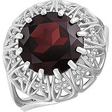 Женское серебряное кольцо с гранатом и куб. циркониями, 1609447