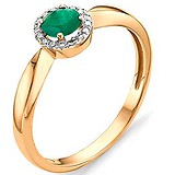 Женское золотое кольцо с бриллиантами и изумрудом, 1612263