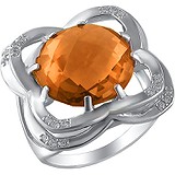 Женское серебряное кольцо с куб. циркониями и раухтопазом, 1613799