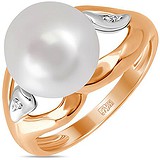 Женское золотое кольцо с бриллиантами и культив. жемчугом, 1639911