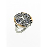 Женское серебряное кольцо с куб. циркониями и вставками из золота, 1648615
