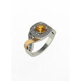 Женское серебряное кольцо с куб. циркониями и вставками из золота, 1688551