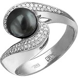 Женское золотое кольцо с культив. жемчугом и бриллиантами, 1701351