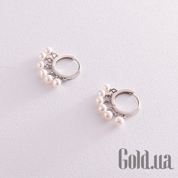 

Серьги с подвесками Украина, Серебряные серьги с искусств. жемчугом