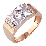 Мужское золотое кольцо с куб. циркониями, 085991