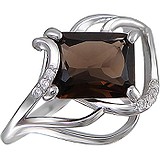 Женское серебряное кольцо с куб. циркониями и раухтопазом, 1610984