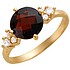 Женское золотое кольцо с куб. циркониями и  гранатом - фото 1