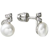 Срібні сережки з культів. перлами і куб. цирконіями, 1634536