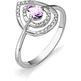 Женское серебряное кольцо с куб. циркониями и аметистом, 1645032