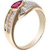 Женское золотое кольцо с бриллиантами и рубином, 1646568