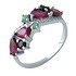 Женское серебряное кольцо с рубинами, сапфирами, изумрудами и куб. циркониями - фото 1