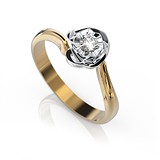 Золотое кольцо с бриллиантом, 1724136