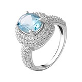 Женское серебряное кольцо с куб. циркониями и топазом, 1737960