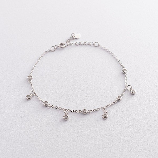 Женский серебряный браслет с куб. циркониями