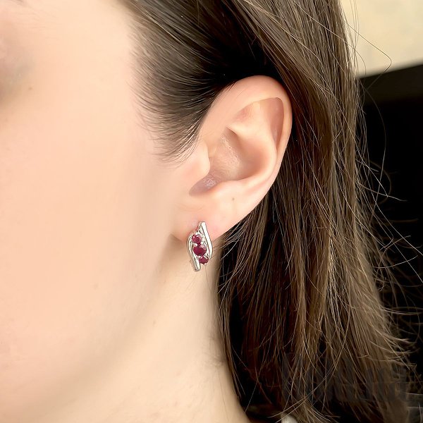 Сережки Fresh Jewelry Срібні сережки з рубінами