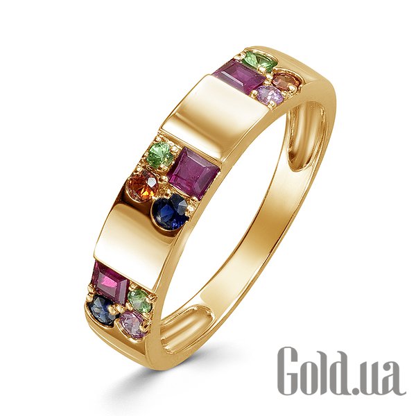 

Кольцо Lurie Jewelry, Женское золотое кольцо с сапфирами, рубинами и цаворитами, 17.5