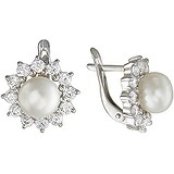 Срібні сережки з культів. перлами і куб. цирконіями, 1610217