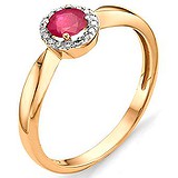 Женское золотое кольцо с бриллиантами и рубином, 1612265