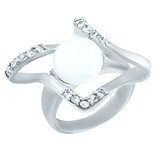 Женское серебряное кольцо с культив. жемчугом и куб. циркониями (0316598), фото