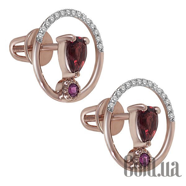 

Серьги-гвоздики Lurie Jewelry, Золотые серьги с бриллиантами, рубинами и гранатами
