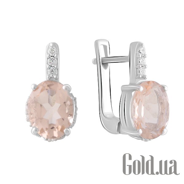 

Серьги Fresh Jewelry, Серебряные серьги с куб. циркониями и синт. морганитами
