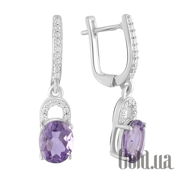 

Серьги с подвесками Fresh Jewelry, Серебряные серьги с куб. циркониями и аметистами