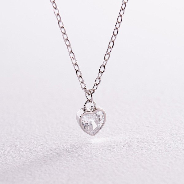 Срібний кулон з ланцюжком з куб. цирконієм