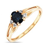 Женское золотое кольцо с бриллиантами и сапфиром, 1547242