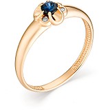 Женское золотое кольцо с бриллиантами и сапфиром, 1606378