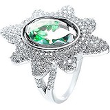 Женское серебряное кольцо с ювелирным стеклом и куб. циркониями, 1609706