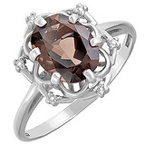 Женское серебряное кольцо с раухтопазом и куб. циркониями, 1662954