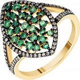 Женское золотое кольцо с изумрудами и бриллиантами, 1668586