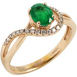 Женское золотое кольцо с изумрудом и бриллиантами, 1672938