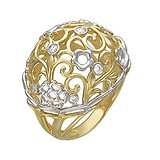 Женское золотое кольцо с куб. циркониями, 1701354