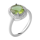 Женское серебряное кольцо с куб. циркониями и султанитом