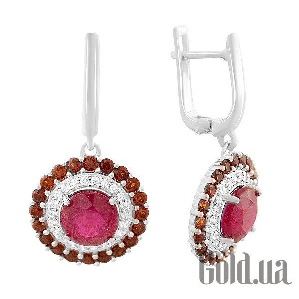 

Серьги с подвесками Fresh Jewelry, Серебряные серьги с куб. циркониями и рубинами
