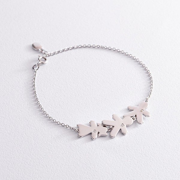 Женский серебряный браслет с куб. циркониями