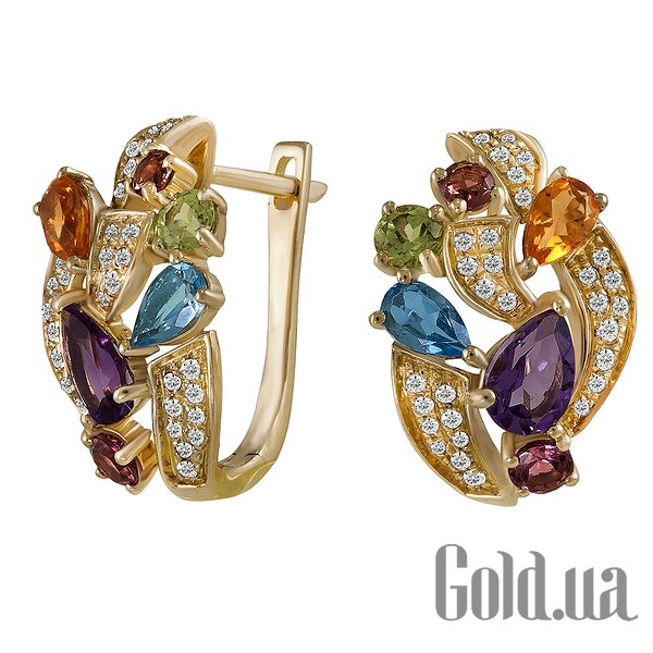 

Серьги Lurie Jewelry, Золотые серьги с бриллиантами, цитринами, топазами, аметистами, турмалинами и перидотами