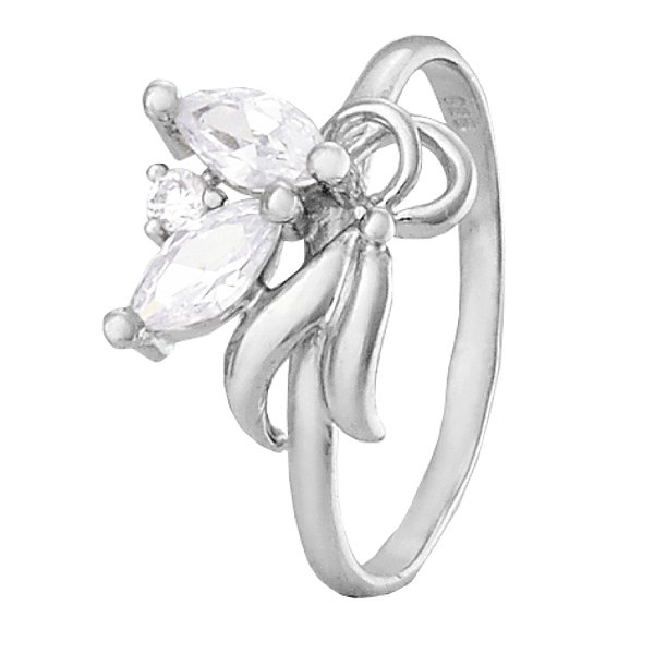 Жіноча срібна каблучка з куб. цирконіями