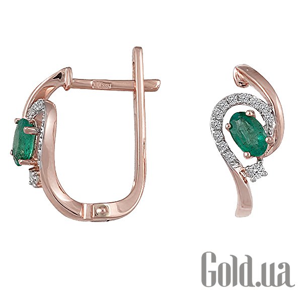 

Серьги Lurie Jewelry, Золотые серьги с бриллиантами и изумрудами