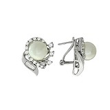 Срібні сережки з перлами і куб. цирконіями, 1533675