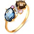 Женское золотое кольцо с аметистом, топазом, раухтопазом и куб. циркониями - фото 1