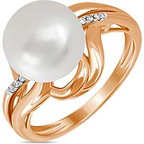 Женское золотое кольцо с бриллиантами и культив. жемчугом, 1639915