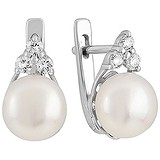 Срібні сережки з перлами і куб. цирконіями, 1651435