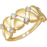 Женское золотое кольцо с куб. циркониями, 1654763
