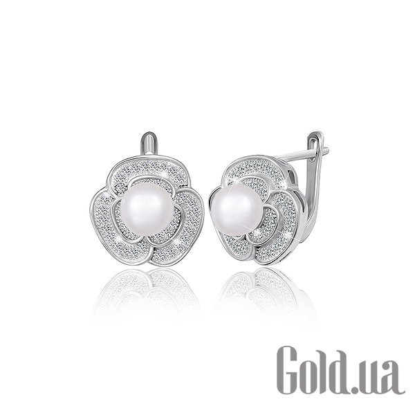 

Серьги Silvex925, Серебряные серьги с культив. жемчугом и куб. циркониями
