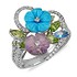 Женское золотое кольцо с бриллиантами и полудрагоценными камнями - фото 1