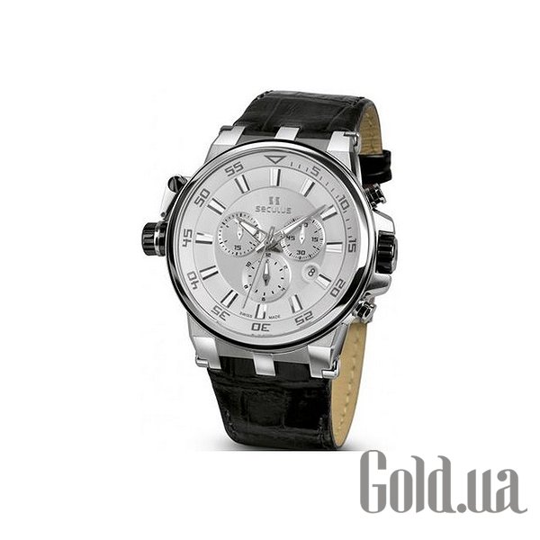 

Швейцарские часы Seculus, Мужские часы 4510.5.503D white, ss, black leather