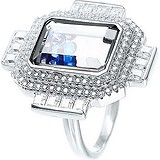 Женское серебряное кольцо с ювелирным стеклом и куб. циркониями, 1609708