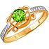 Женское золотое кольцо с куб. циркониями и хризолитом - фото 1
